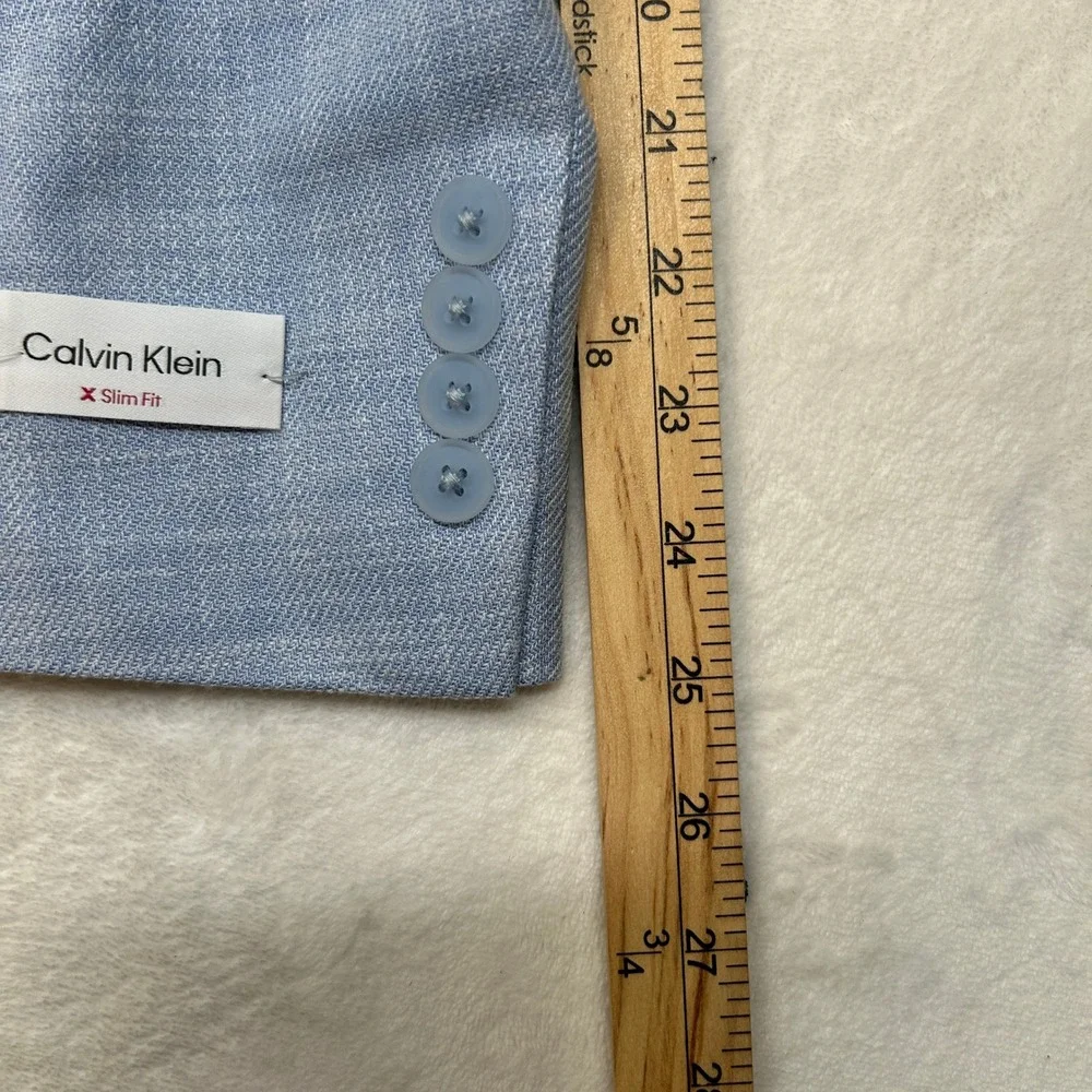 Calvin Klein Slim Fit Sport Coat Mens 38R 38‎ Light Blue Modern Fit Stretch $295